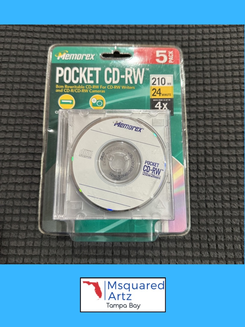 Memorex Pocket CD-RW 5 Pack 8cm 210MB 24 Min 4X Rewritable Mini Disc Sealed